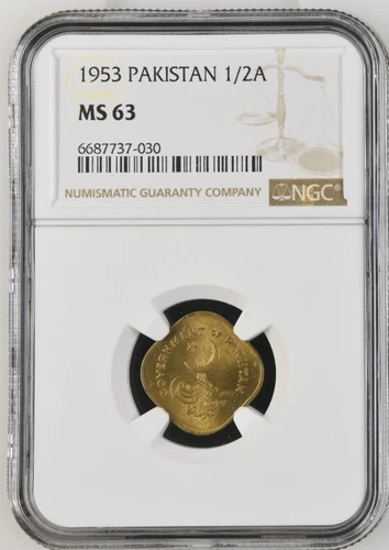 Pakistan 1/2 Anna 1953 NGC MS 63