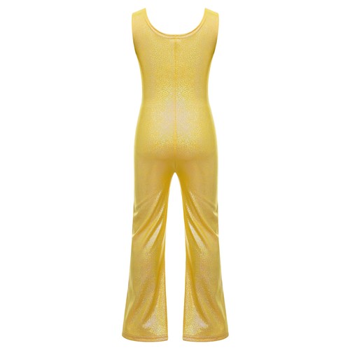 Kids Girl's Bodysuit Workout Rompers Gymnastics Leotard Metallic Jumpsuit Stage - Picture 28 of 92