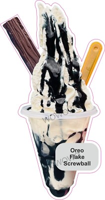 Eiswagen Aufkleber Oreo Sauce Flocke Screwball Sticker Eisbecher Decals
