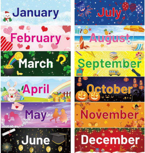 Holiday Monthly Headliner Saisonale Monate des Jahres Bulletin Board Set - Bild 1 von 8