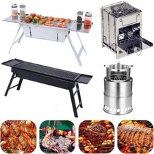 Portable Folding Stainless Steel Stove Outdoor Camping BBQ Wood Burning Stove