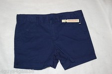 Girls NAVY BLUE 3" SHORTIE CHINO SHORTS Adj Waist DRESSY CASUAL Belt Loops SZ 10