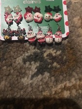 NWT'S CLAIRE'S LOT OF 9 GREEN CLEAR PAVE RHINESTONE CHRISTMAS EARRINGS