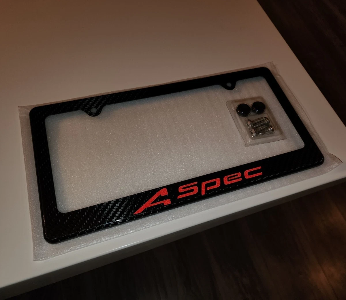 Red Reflect Acura A Spec 100 Black Carbon Fiber License Plate Frame Premium