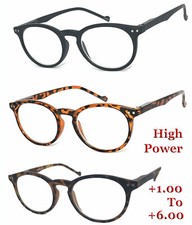 Flattering Round Reading Glasses Readers NOT Bifocal Power Fr 1.00 To 6.00