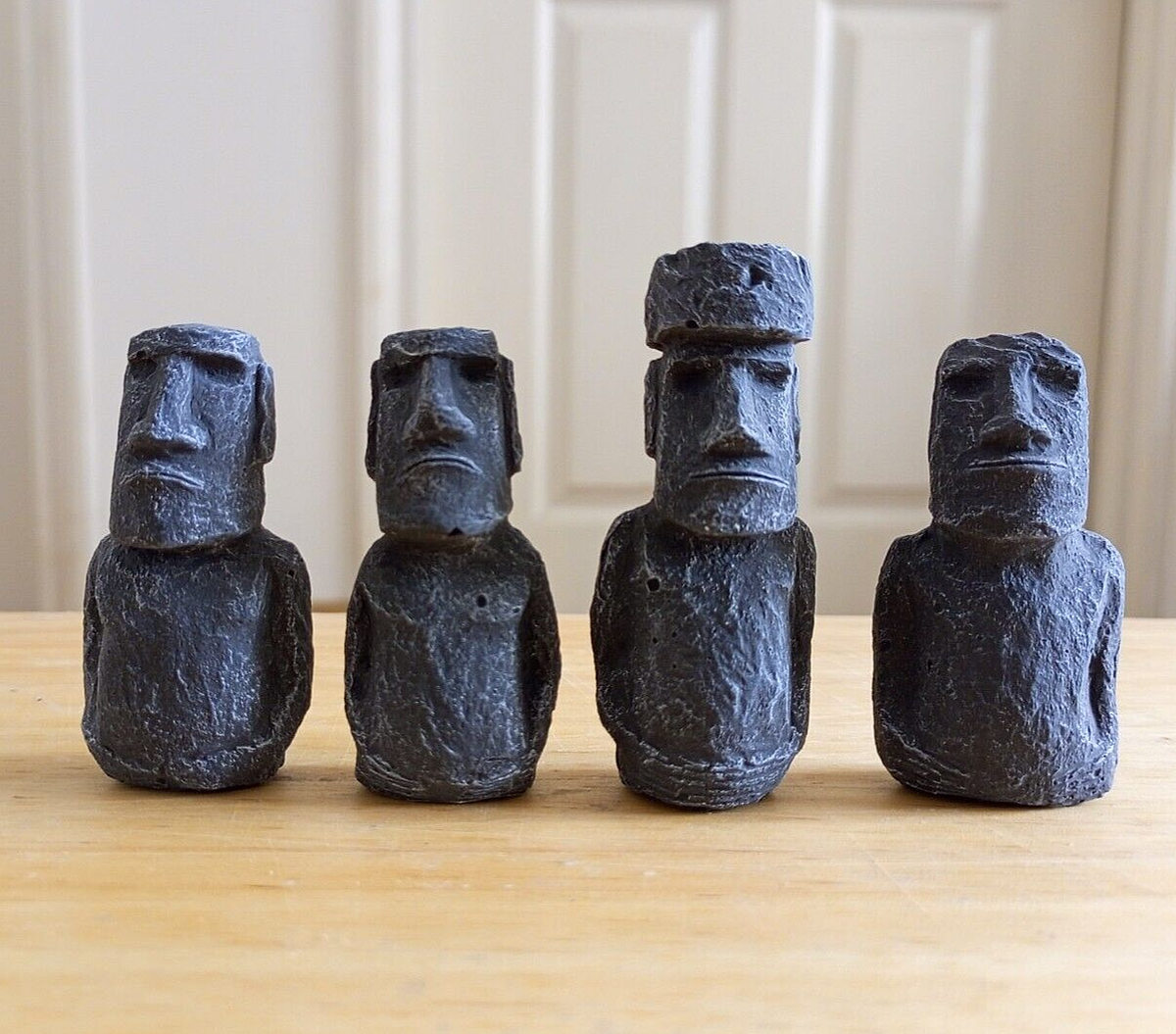 4 Miniature Moai Statue, Concrete Moai Garden Statue, Easter
