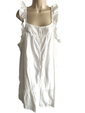 Universal Threads White Dress Cotton Ruffle Elastic Straps front button lined 1X