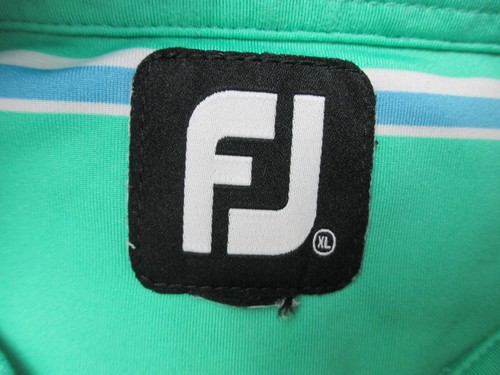 FootJoy Polo Shirt Mens Extra Large Green Striped Performance Lightweight Golf* - Picture 14 of 14