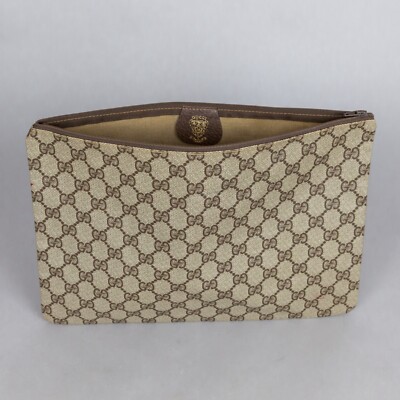 GUCCI Vintage 60er Jahre Tasche - flache Clutch - Doppel-G-Muster - mit Reißverschluss
