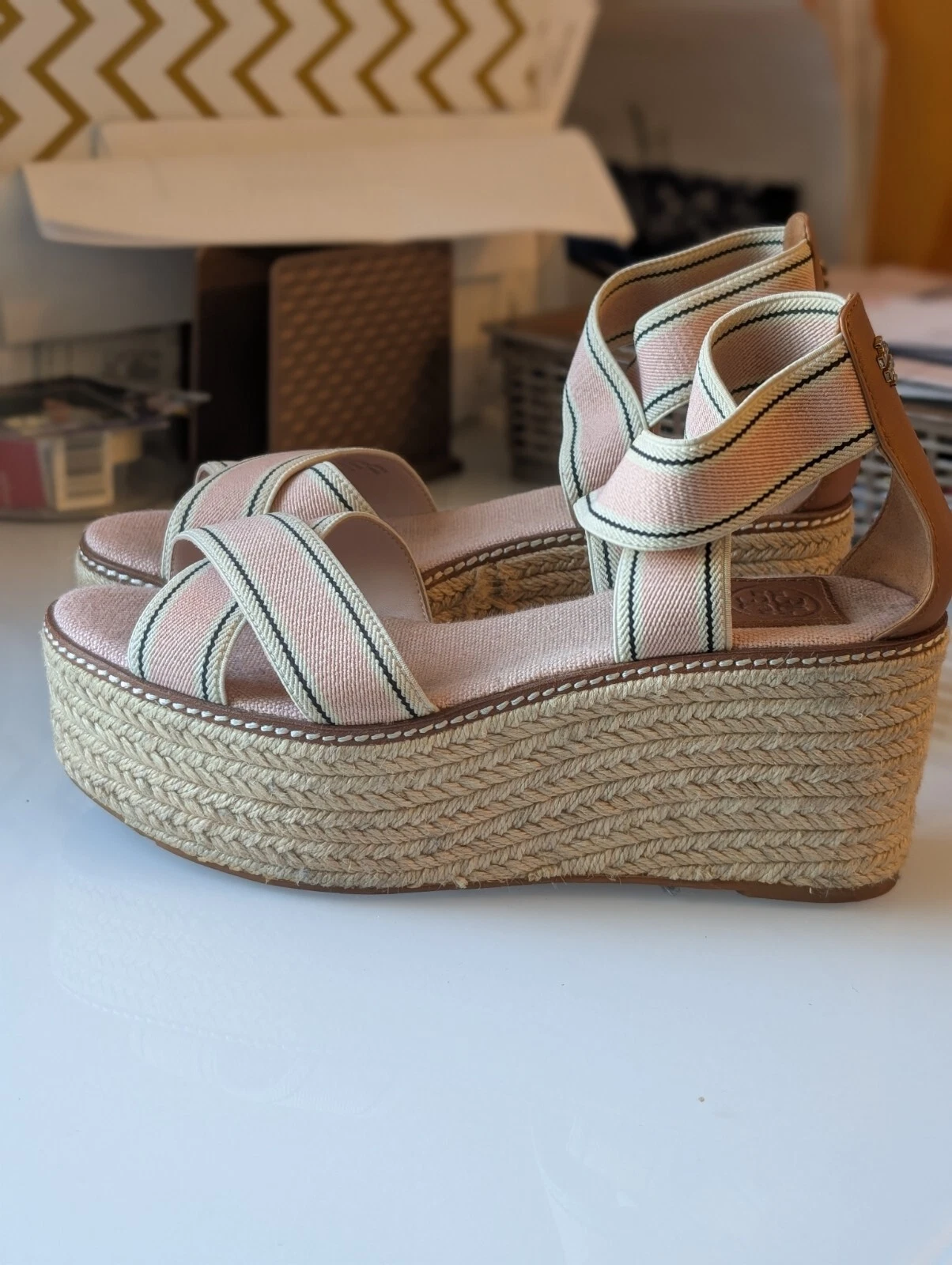 Tory Burch Frieda 50 mm donna 8 cinturino elastico blush plateau espadrillas tacco