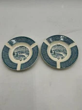 2)  ROYAL  CURRIER & IVES   ASHTRAYS  CENTRAL PARK