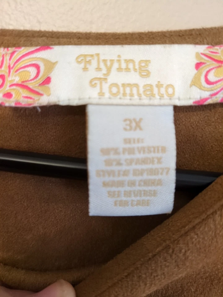 Flying Tomato Dress Western Boho Size 3xl Tiered Suede Feel Brown - Image 3 of 4