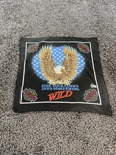 Harley Davidson Vintage Bandana 1980's Motor Cycle Eagle And Flag Motif