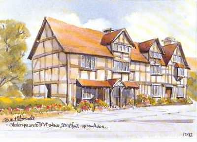 Schöner Druck von Shakespeares Geburtshaus, Stratford-upon-Avon