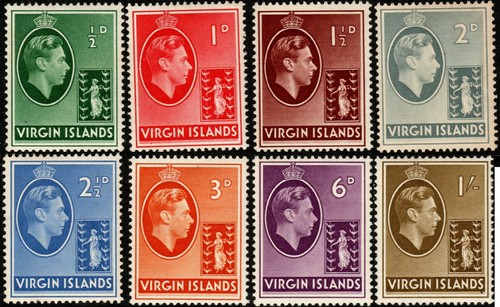 British Virgin Islands 1938 King George VI Set to 1/- SG110-117 Hinged Mint - 第 1/2 張圖片