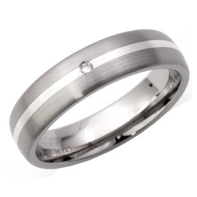 NEU Unisex 5 mm Titan, Silber und Diamant besetzt Hof Band Ring] Größe V Schmuck
