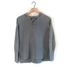 Athleta Gray Ribbed Hoodie Pullover Sweater Textured Hooded Sweatshirt Small