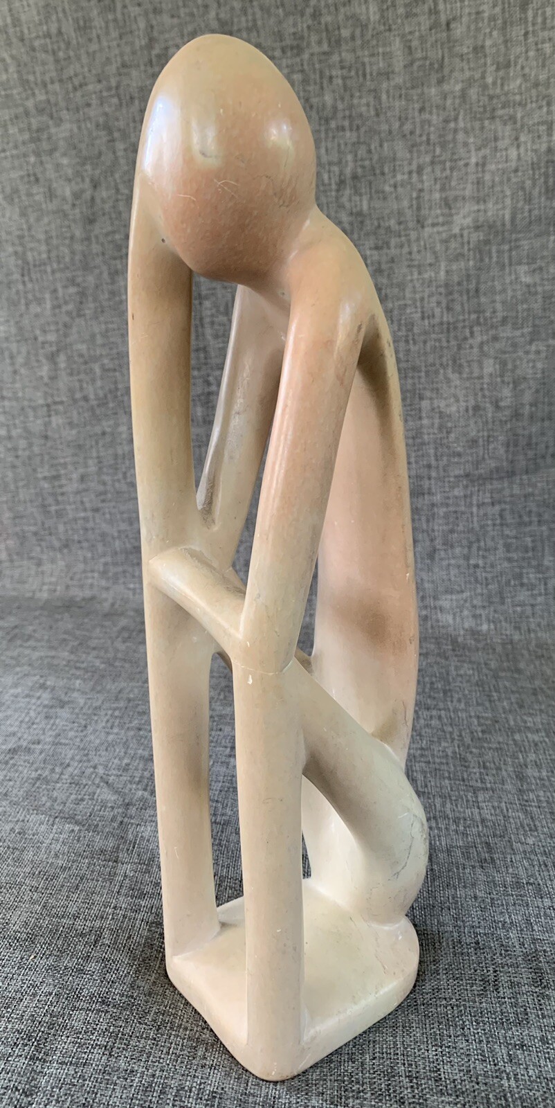 African Carved Soapstone Thinker Sculpture Large Kenyan Hand Made