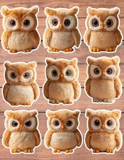 Fluffy Owl Die Cut Vinyl Stickers Scrapbooking Laptop Waterbottle