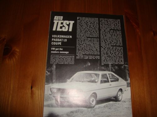 Auto Test Volkswagen Passat LS Coupe  Brochure 1973.Good condition  - Zdjęcie 1 z 9
