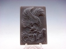 Old Nephrite Jade Stone Carved Pendant Flying Eagle Catching Fish #11282503