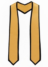 Unisex Adult Graduation Honor Stole End With Trim 72" Long Gold with Black T...