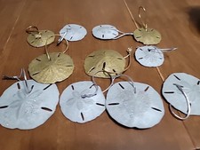 11 Hand-painted Actual Sand Dollar Ornaments, Silver And Gold