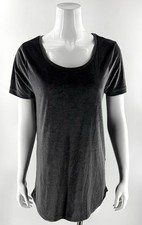 Asos Mini Tee Shirt Dress Size Small Velour Dark Gray Scoop Neck Womens