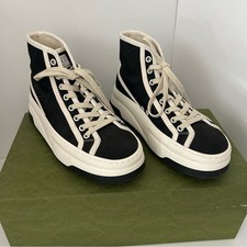 Gucci Platform Canvas Black Mystic White High Top Tennis 1977 Sneakers 37