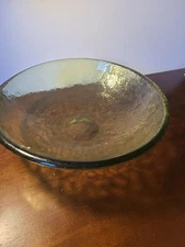 Rare Fire and Light Recycled Glass Olive Green Salad Serving Bowl 11”