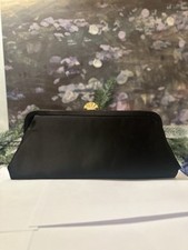 Elegant Vintage Black Clutch With Gold Shell Topper and a Beige Interior