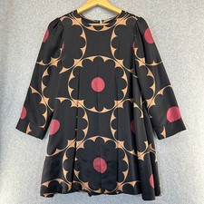 Marc by Marc Jacobs Black Brown Floral Silk Mini Dress 3/4 Sleeves Mod Size 6
