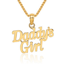 14K Solid Yellow Gold Daddys Girl Necklace