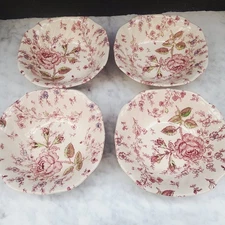 4 Johnson Brothers  English Rose Chinz Soup Fruit Bowls Floral 6.25 roses 