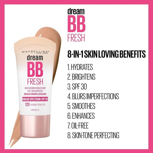 Maybelline New York Dream Fresh BB Creme 100 leichte transparente Tönung LSF 30 (1 flüssige Oz.) - Bild 2 von 2