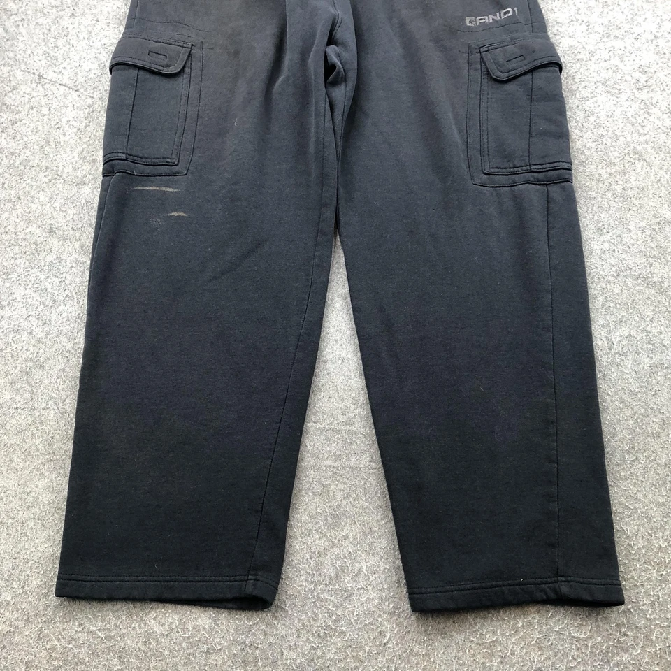 Pantalones deportivos AND1 Cargo para hombre XL negros polar bolsillos Y2K Foto 2 de 4