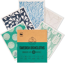 Swedish Dishcloths for Kitchen Dish Towels - 5 Pack, Non-Scratch Reusable Paper