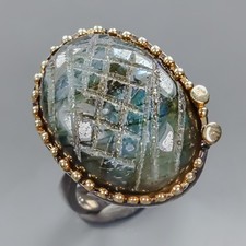 Handmade 26 ct Natural Labradorite Ring 925 Sterling Silver Size 8 /R435847