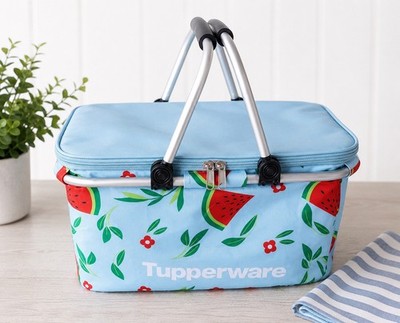 Tupperware Collapsible Insulated Picnic Basket/Cooler Watermelon Pattern(NEW)