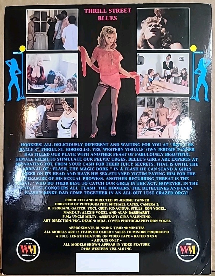 THRILL ST BLUES 1985 adult ad slick JOANNA STORM LANA BURNER HEATHER