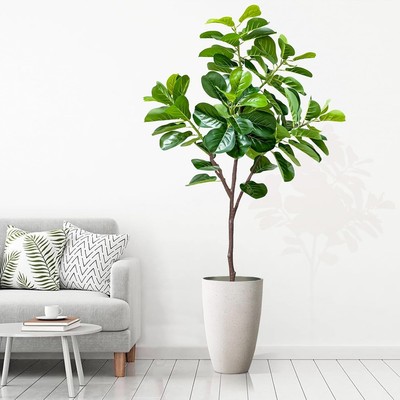 Artificial Fiddle Leaf Fig Tree, 5.6FT Fake Ficus Lyrata 5ft 7in, Tree 