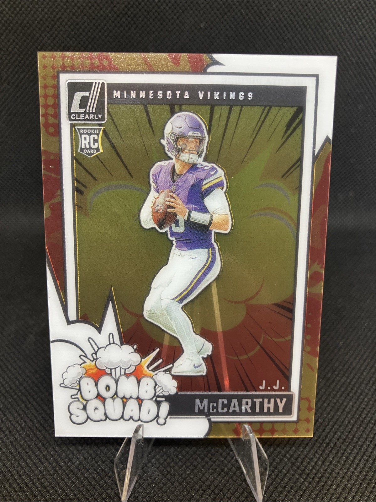 Panini Clearly Donruss 2024 J.J. McCarthy Vikings Rookie Insert Bomb Squad #5