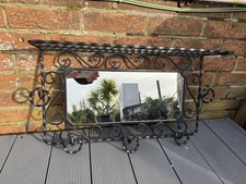Vintage French Wrought Iron Coat Rack With Mirror And Shelf