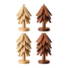 Tree Trivet Heat Resistant Coasters Christmas Decor Holiday Wooden Tree Home Set