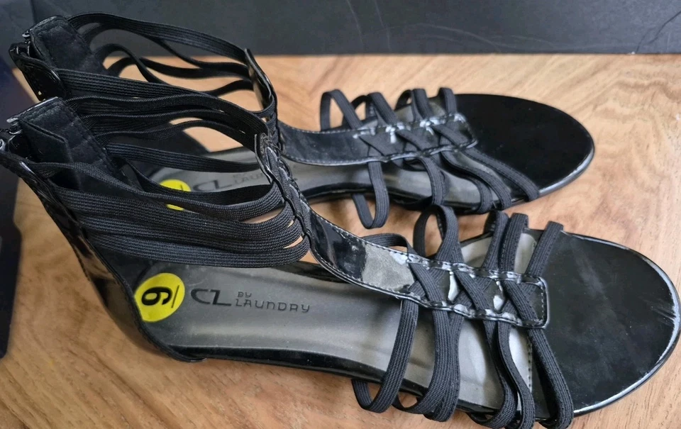 Zapatos planos CL by Chinese Laundry para mujer Saphora negro charol correas cremallera talla 9 Foto 2 de 4