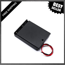 4 x AAA Battery Holder with Switch and Wires, 4.5V 4AAA Batteries Case, Black