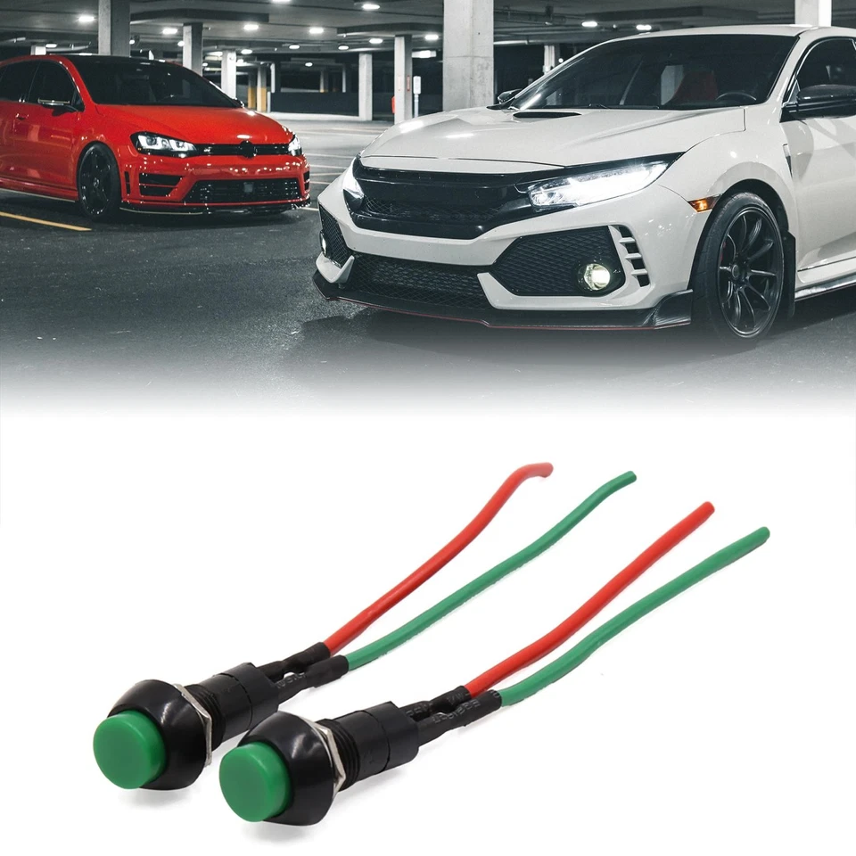 2Pcs CC 12V-24V Coche Botón Pulsador con Cable Interruptor Momentáneo de Bocina - Imagen 2 de 4
