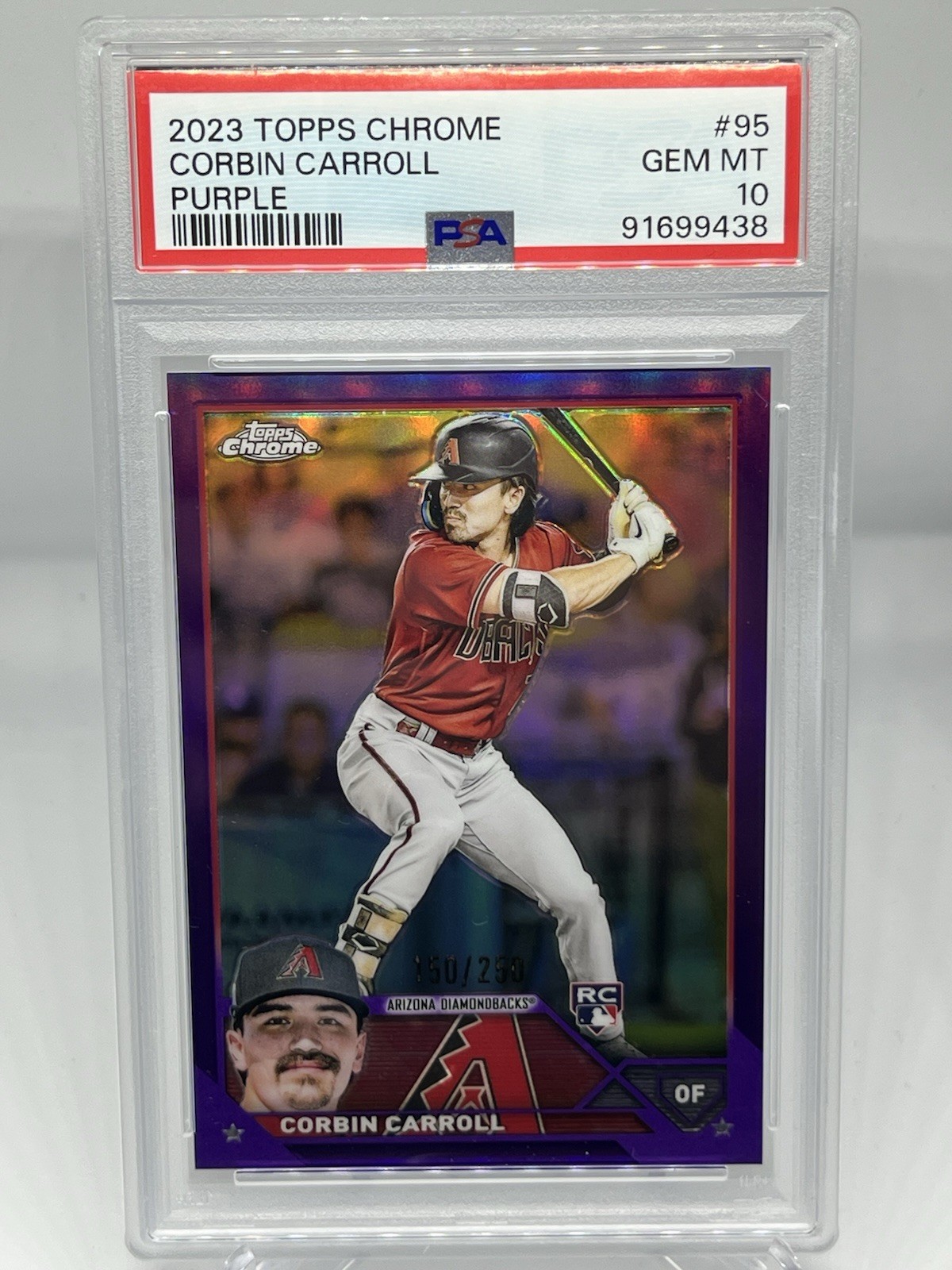2023 Topps Chrome - Corbin Carroll #95 Purple Refractor /250 RC) PSA 10
