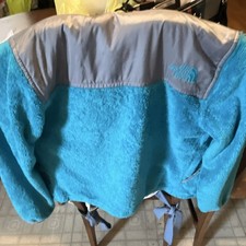 The North Face Girls Blue Gray Fleece Hooded Full Zip Jacket S 7/8 