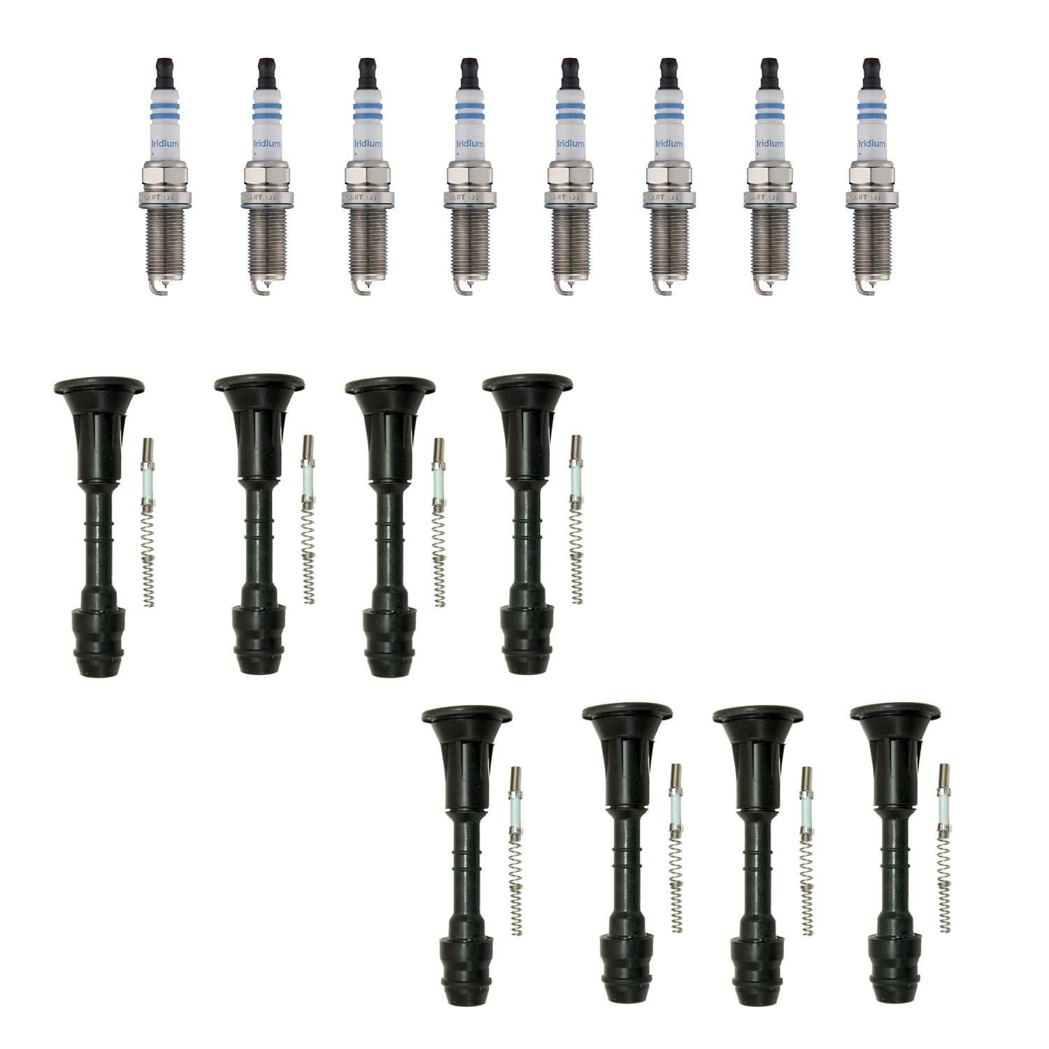 Bosch 8 Double Iridium Spark Plugs  NGK Coil Boots Kit for M45 FX45 4.5L V8